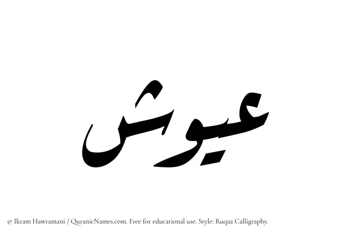 The Muslim name Ayoosh written in Ruqaa calligraphic script