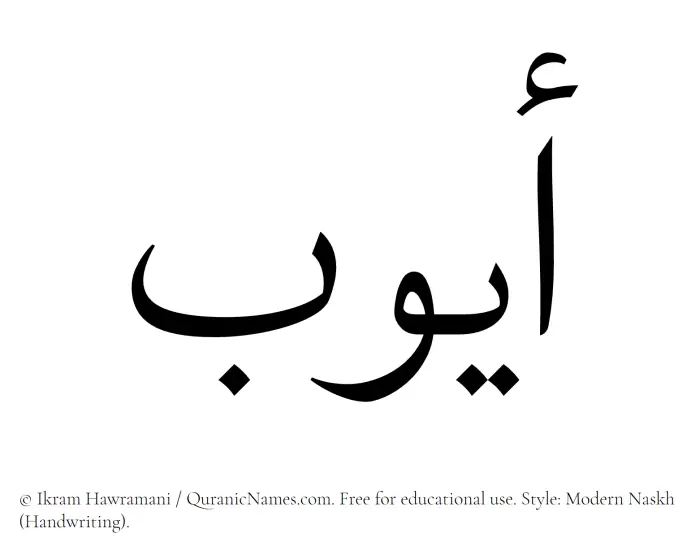 The Muslim name Ayyub written in naskh script