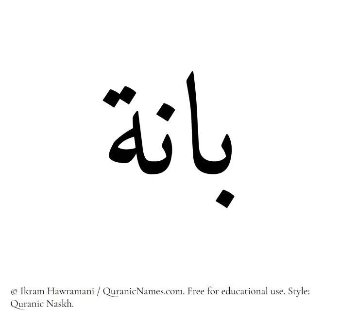 The Muslim name Baanah written in Quranic naskh script