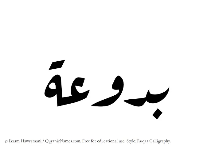 The Muslim name Baduah written in Ruqaa calligraphic script