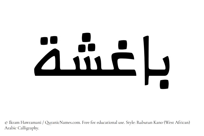 The Muslim name Baghisha written in Rubutun Kano calligraphic script
