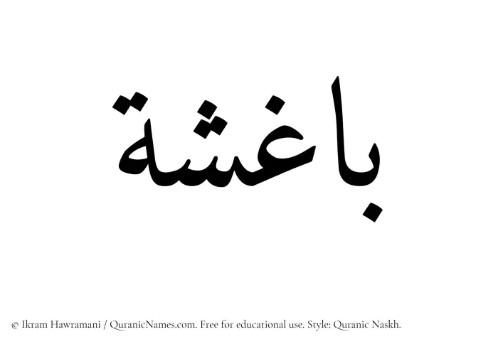 The Muslim name Baghisha written in Quranic naskh script