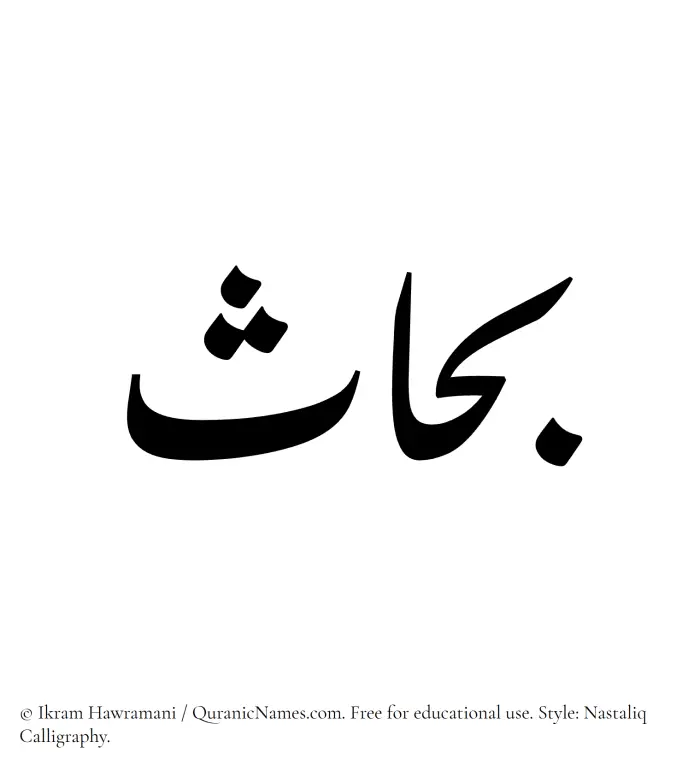 The Muslim name word Bahhas written in Nastaliq calligraphic script