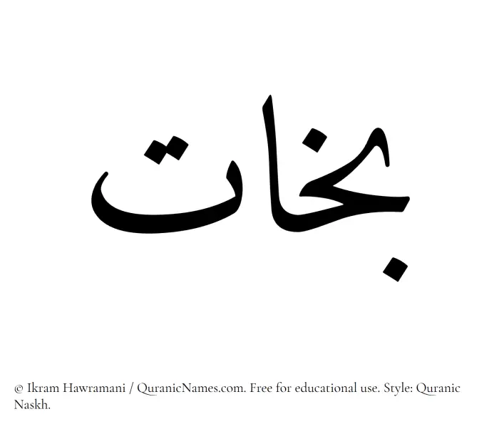 The Muslim name Bakhat written in Quranic naskh script