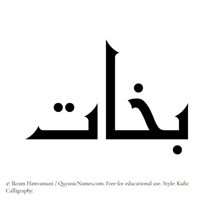 The Muslim name Bakhat written in Kufi/Kufic calligraphic script