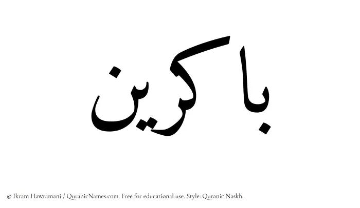 The Muslim name Bakirin written in Quranic naskh script