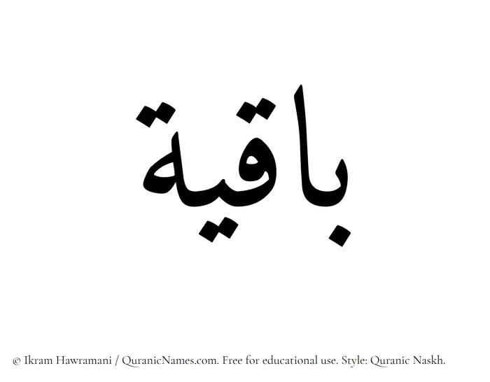 The Muslim name Baqiya written in Quranic naskh script