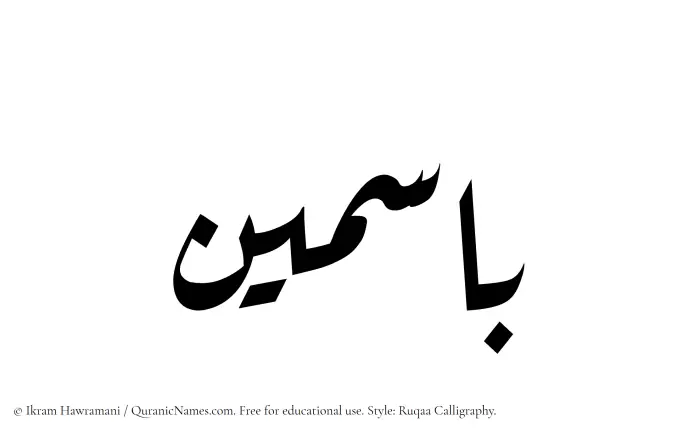 The Muslim name Basmin written in Ruqaa calligraphic script