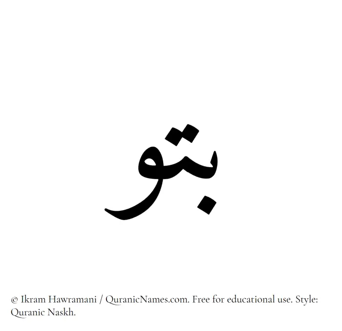 The Muslim name Batu written in Quranic naskh script