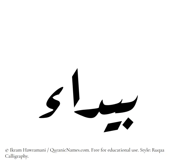 The Muslim name Baydaa written in Ruqaa calligraphic script