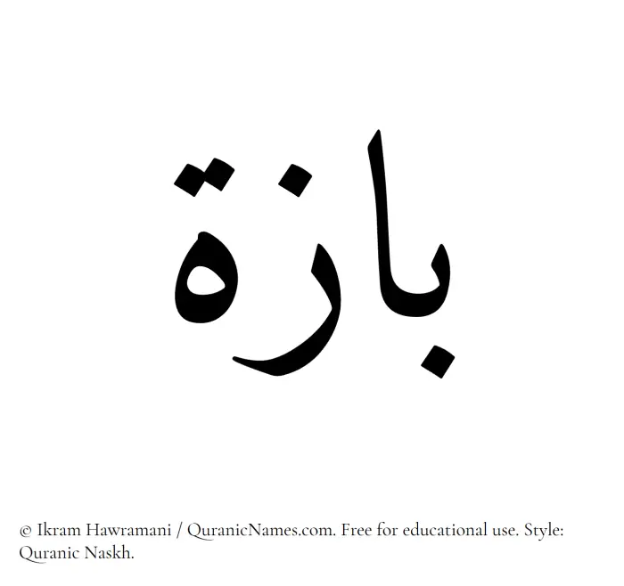 The Muslim name Baza written in Quranic naskh script