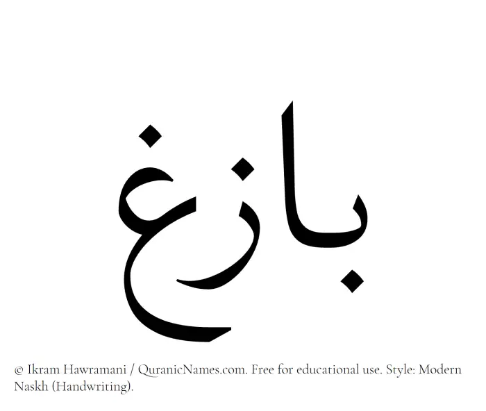 The Muslim name Bazigh written in naskh script