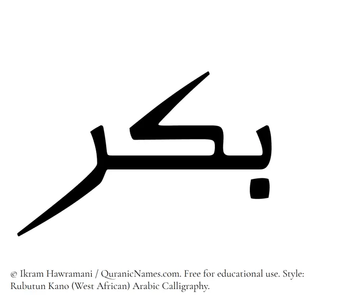 The Muslim name Bikr written in Rubutun Kano calligraphic script