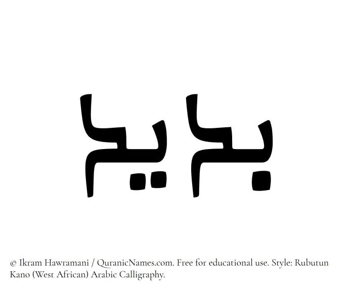 The Muslim name Budaid written in Rubutun Kano calligraphic script