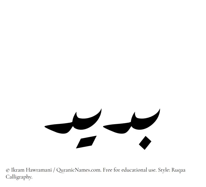 The Muslim name Budaid written in Ruqaa calligraphic script