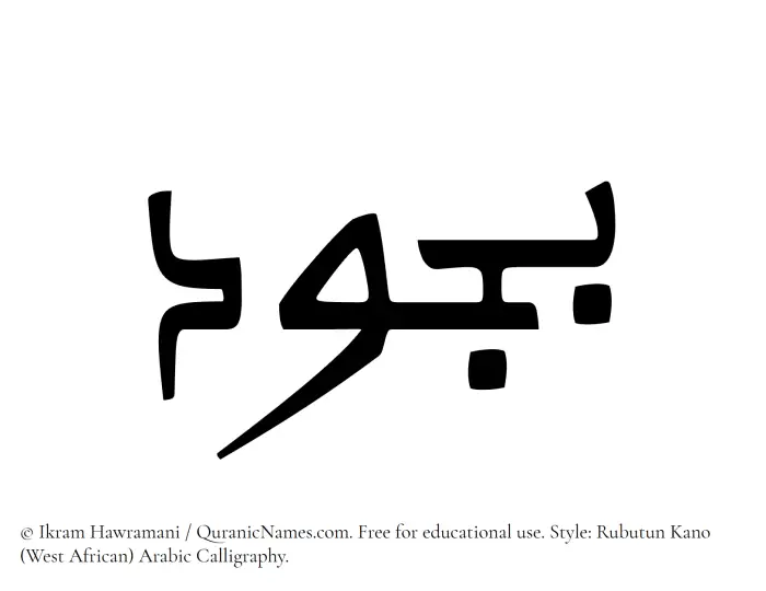 The Muslim name Bujud written in Rubutun Kano calligraphic script