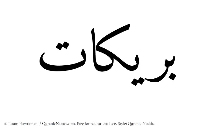 The Muslim name Buraikaat written in Quranic naskh script