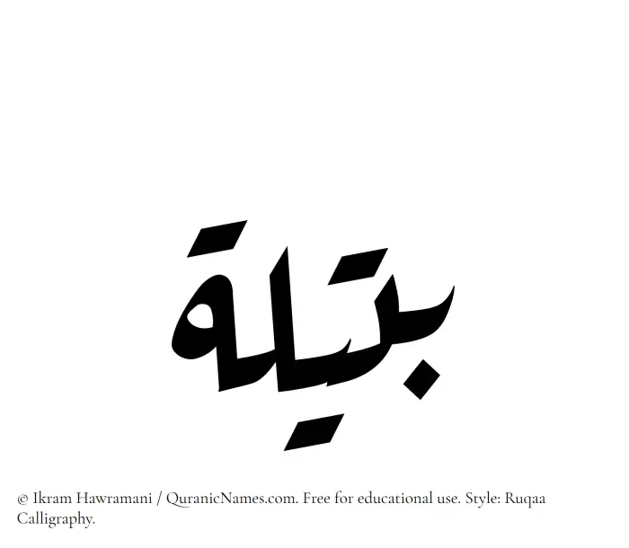 The Muslim name Butaila written in Ruqaa calligraphic script
