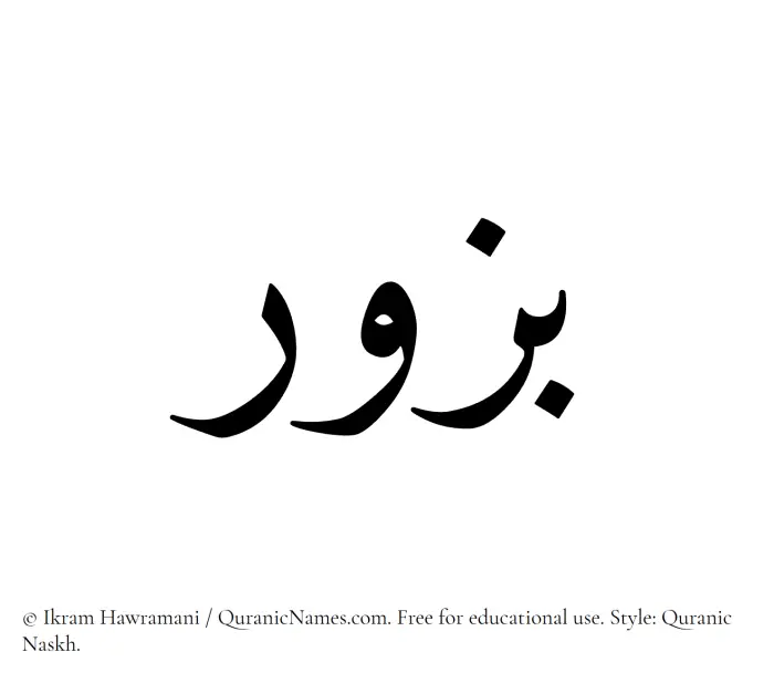 The Muslim name Buzur written in Quranic naskh script