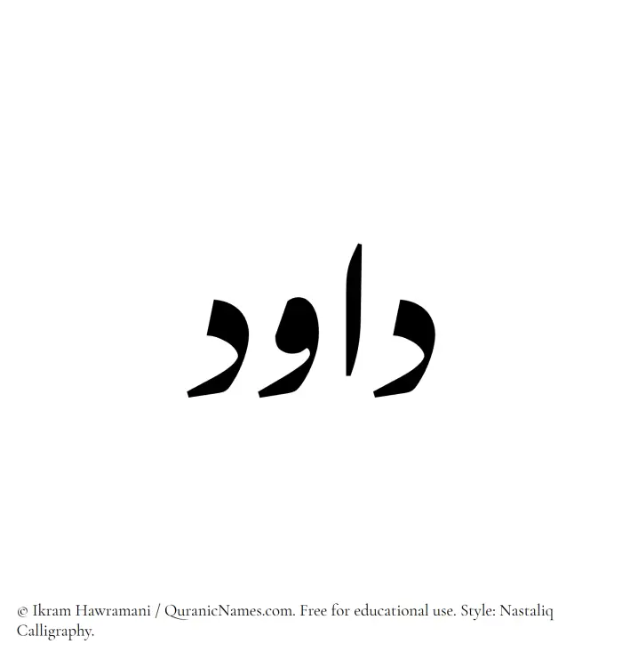 The Muslim name word Davood written in Nastaliq calligraphic script