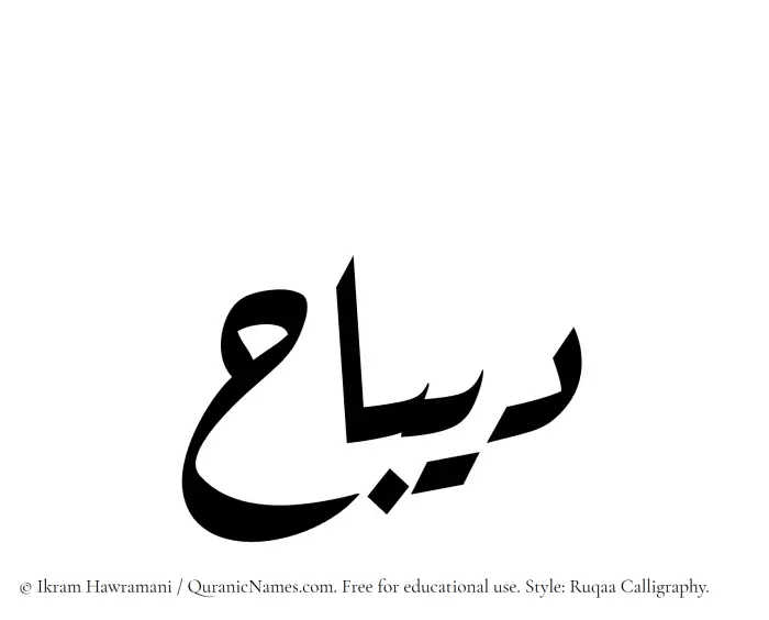 The Muslim name Dibaaj written in Ruqaa calligraphic script