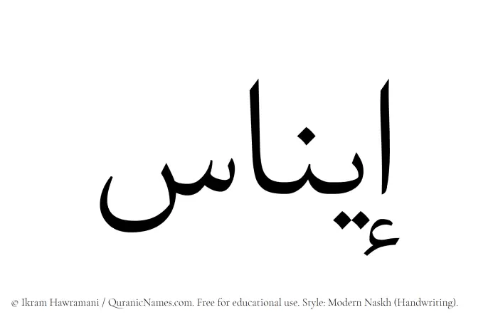 The Muslim name Einas written in naskh script