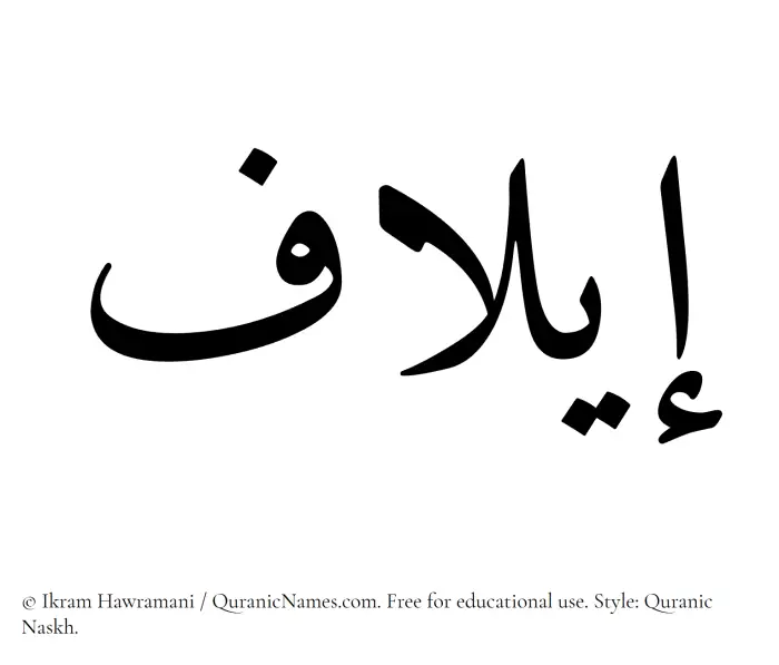 The Muslim name Elaf written in Quranic naskh script