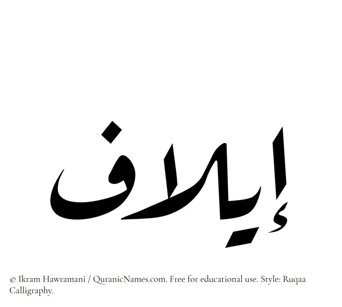 The Muslim name Elaf written in Ruqaa calligraphic script