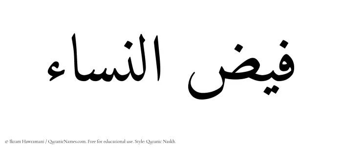 The Muslim name Faizunnisa written in Quranic naskh script