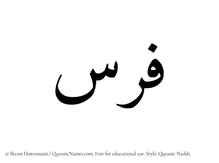 The Muslim name Faras written in Quranic naskh script