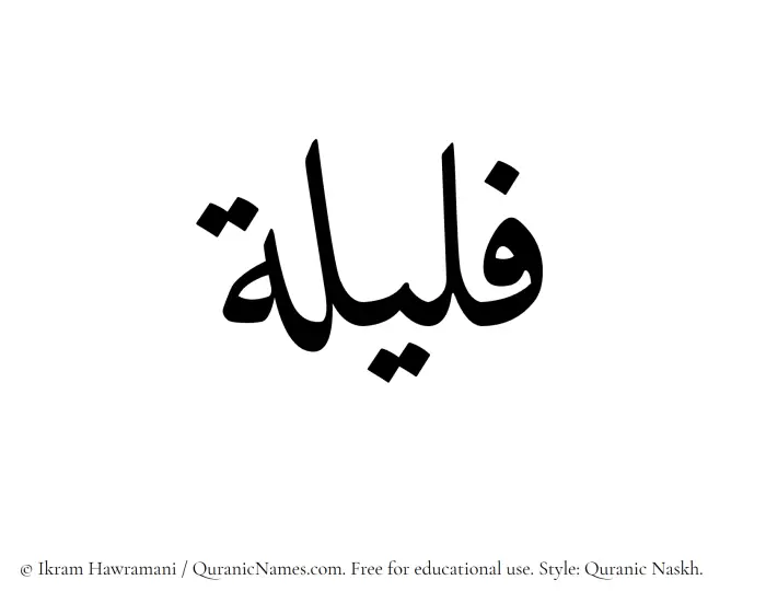 The Muslim name Fulailah written in Quranic naskh script