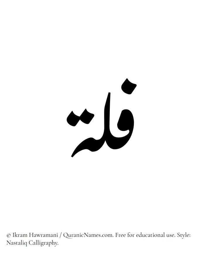 The Muslim name word Fullah written in Nastaliq calligraphic script