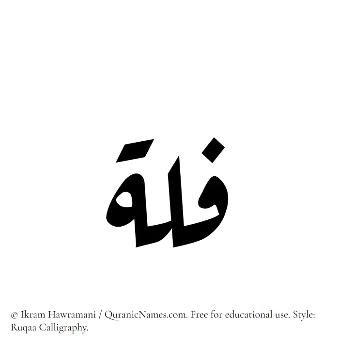 The Muslim name Fullah written in Ruqaa calligraphic script