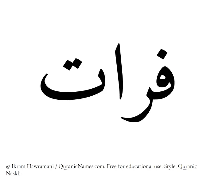 The Muslim name Furat written in Quranic naskh script