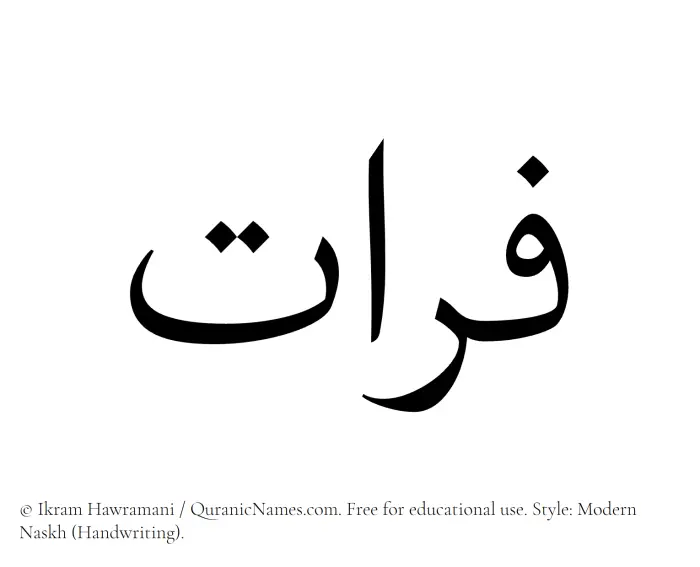 The Muslim name Furat written in naskh script