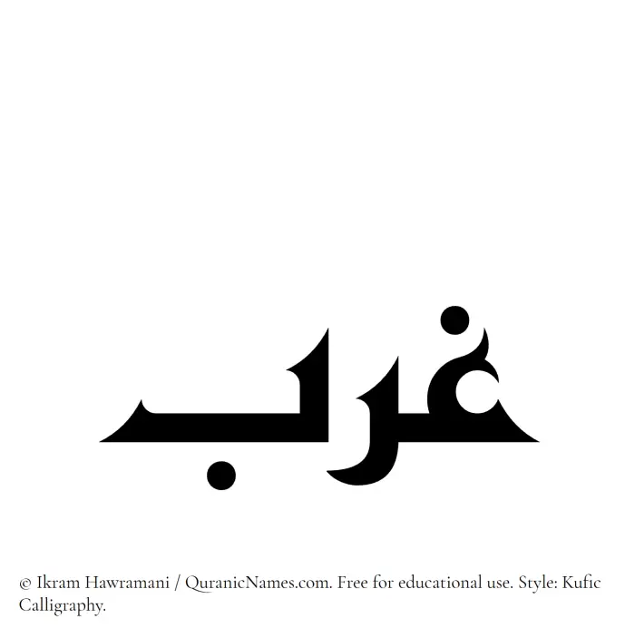 The Muslim name Gharab written in Kufi/Kufic calligraphic script