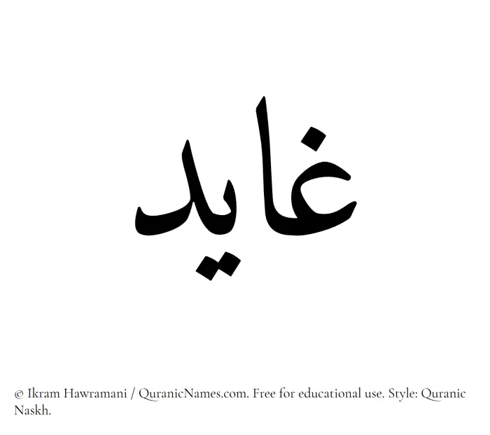 The Muslim name Ghayid written in Quranic naskh script