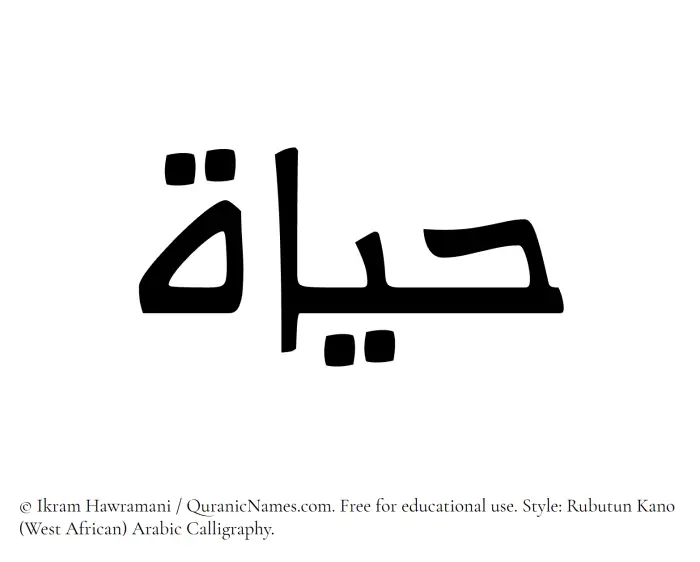 The Muslim name Hayat written in Rubutun Kano calligraphic script