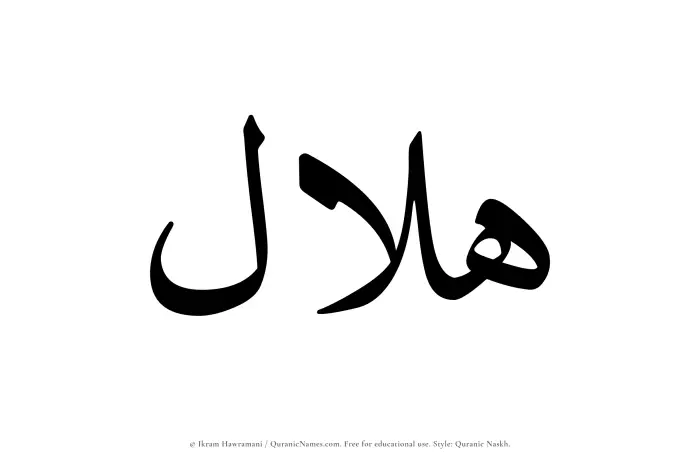 The Muslim name Hilal written in Quranic naskh script