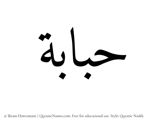 The Muslim name Hubabah written in Quranic naskh script
