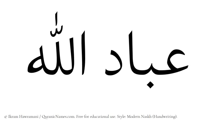 The Muslim name Ibadullah written in naskh script