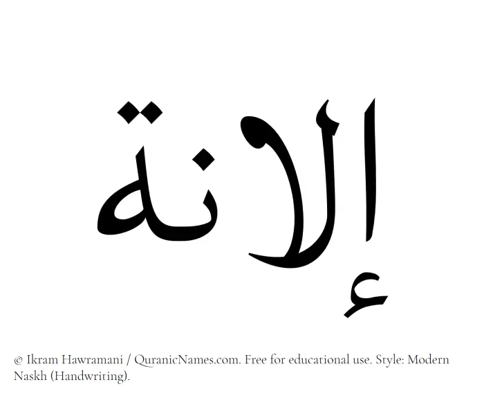 The Muslim name Ilana written in naskh script