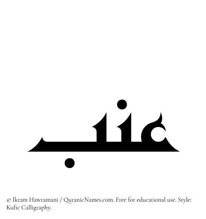 The Muslim name Inab written in Kufi/Kufic calligraphic script