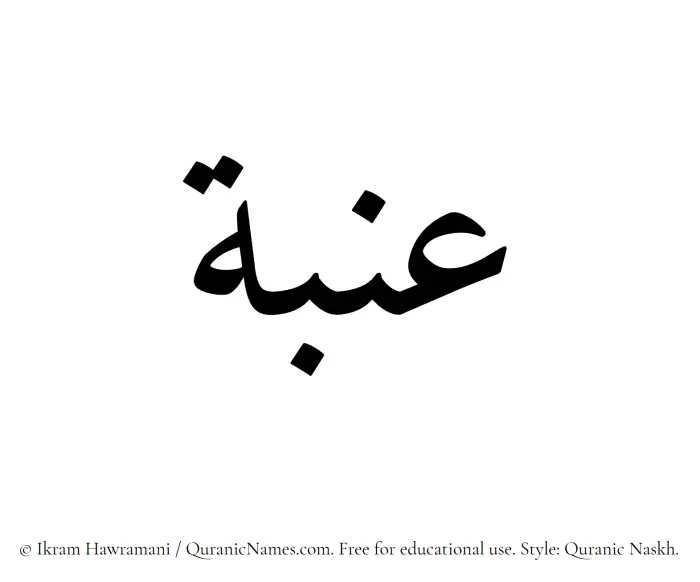 The Muslim name Inabah written in Quranic naskh script