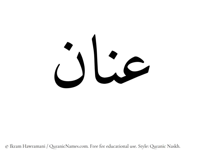 The Muslim name Inan written in Quranic naskh script