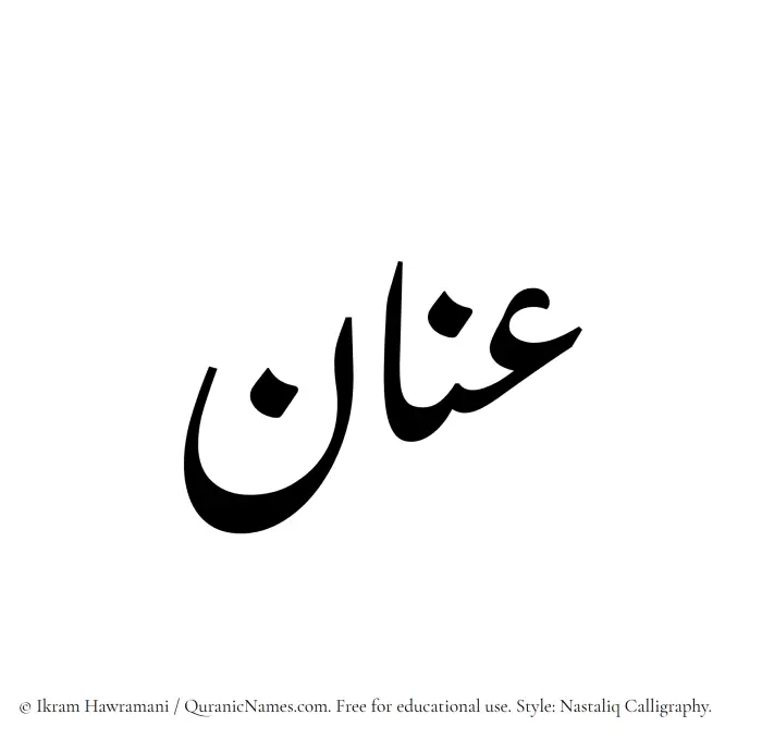The Muslim name word Inan written in Nastaliq calligraphic script