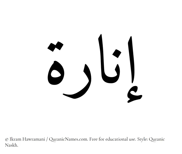 The Muslim name Inara written in Quranic naskh script