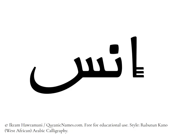 The Muslim name Ins written in Rubutun Kano calligraphic script
