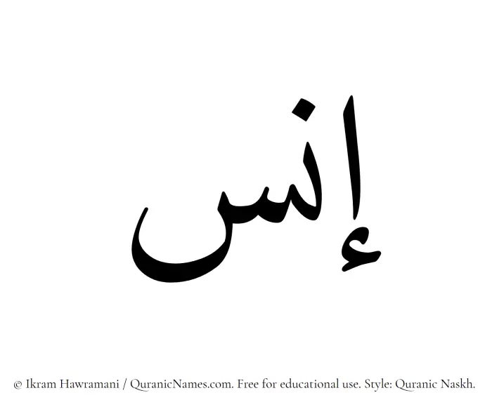 The Muslim name Ins written in Quranic naskh script