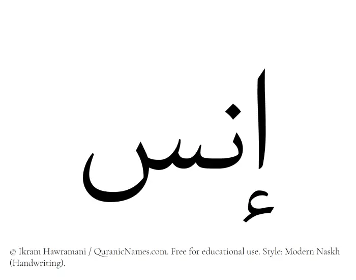 The Muslim name Ins written in naskh script